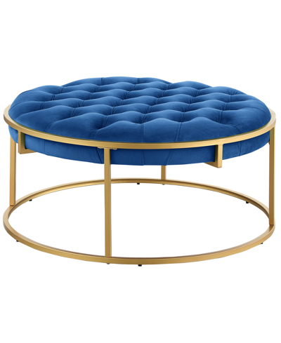 Best Master Furniture Amoria 18" Velvet Round Ottoman In Navy