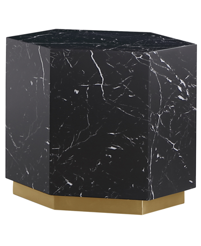 Best Master Furniture Zhuri 20" Faux Marble Hexagon End Table In Black