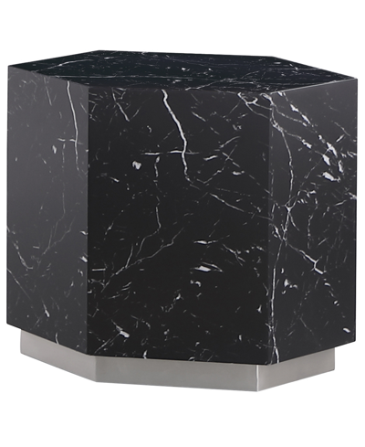 Best Master Furniture Zhuri 20" Faux Marble Hexagon End Table In Black