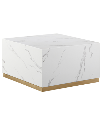 Best Master Furniture Zhuri 21" Faux Marble Square Coffee Table In White