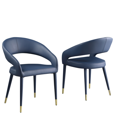 Best Master Furniture Jacques 32" Faux Leather Dining Chairs, Set Of 2 In Navy