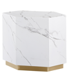 BEST MASTER FURNITURE ZHURI 20" FAUX MARBLE HEXAGON END TABLE
