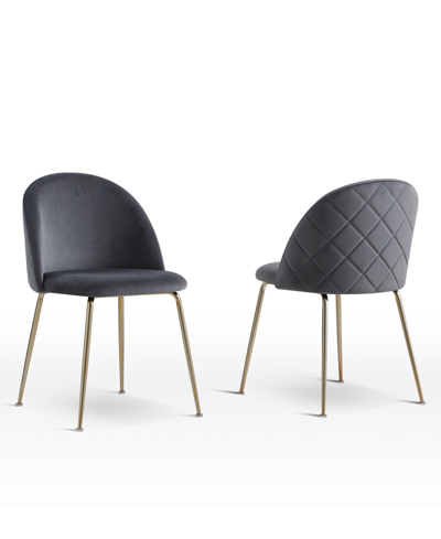 Best Master Furniture Miramar 31" Velvet Metal Dining Chairs, Set Of 2 In Gray