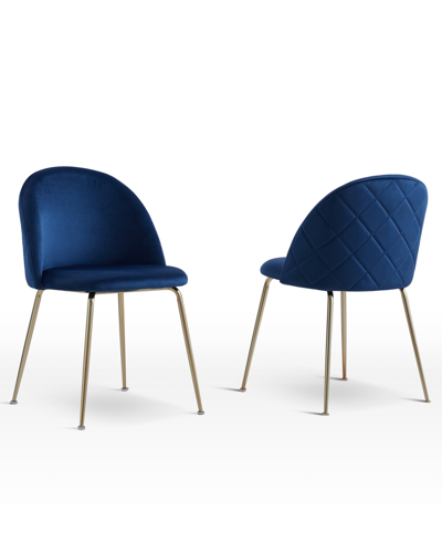 Best Master Furniture Miramar 31" Velvet Metal Dining Chairs, Set Of 2 In Blue