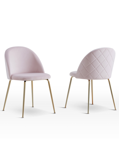 Best Master Furniture Miramar 31" Velvet Metal Dining Chairs, Set Of 2 In Pink
