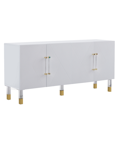 Best Master Furniture Quentin 31" Wood With Metal Acrylic Accents Cabinet In White