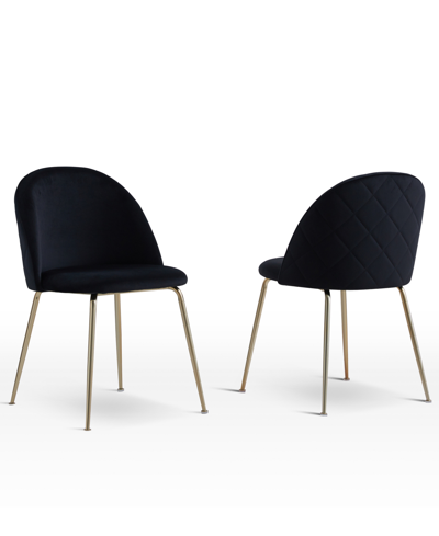 Best Master Furniture Miramar 31" Velvet Metal Dining Chairs, Set Of 2 In Black