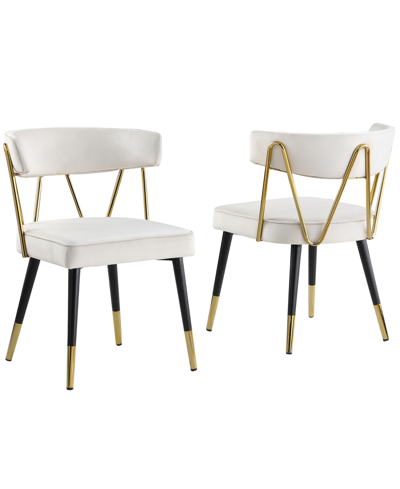 Best Master Furniture Aireys 31" Velvet With Metal Accents Armless Chair, Set Of 2 In Cream