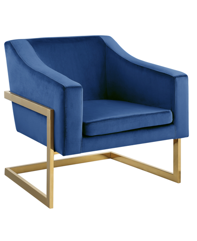 Best Master Furniture Hampshire 31" Velvet With Stainless Steel Modern Accent Chair In Blue