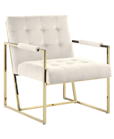 Best Master Furniture Luxor 32" Velvet Modern Accent Chair In Beige