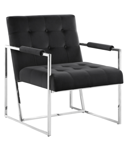 Best Master Furniture Luxor 32" Velvet Modern Accent Chair In Black