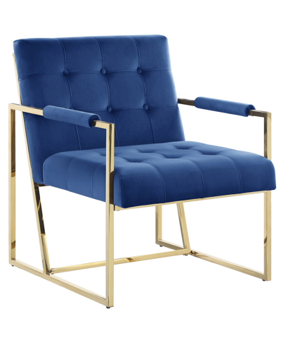 Best Master Furniture Luxor 32" Velvet Modern Accent Chair In Blue