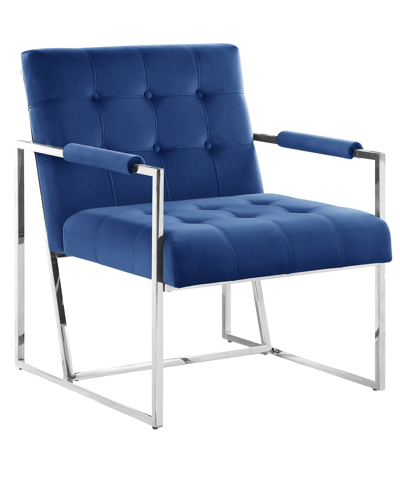 Best Master Furniture Luxor 32" Velvet Modern Accent Chair In Blue