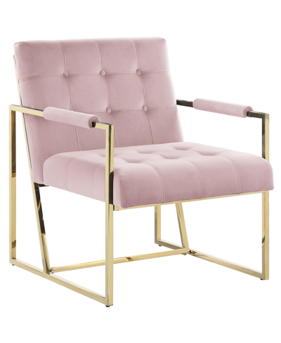Best Master Furniture Luxor 32" Velvet Modern Accent Chair In Pink