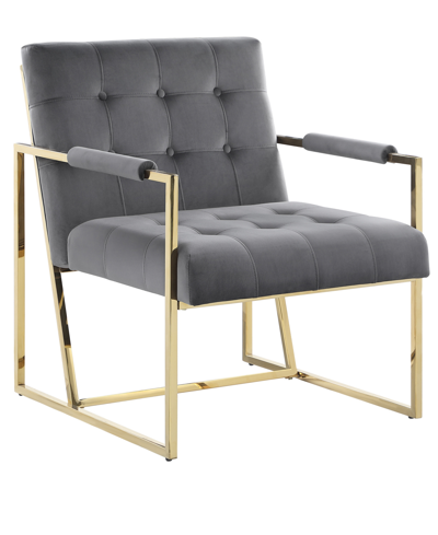 Best Master Furniture Luxor 32" Velvet Modern Accent Chair In Gray