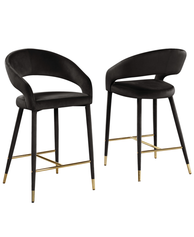 Best Master Furniture Jacques 37" Velvet Counter Dining Chairs, Set Of 2 In Black