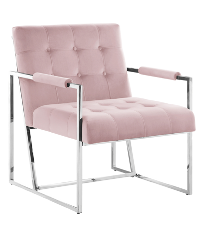 Best Master Furniture Luxor 32" Velvet Modern Accent Chair In Pink