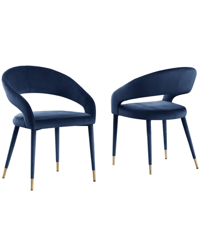 Best Master Furniture Jacques 32" Velvet Dining Chairs, Set Of 2 In Navy