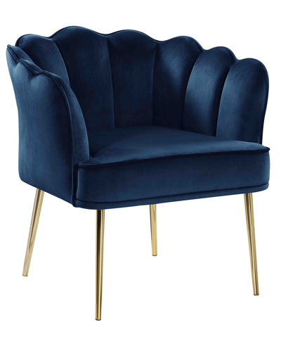 Best Master Furniture Jackie 29" Velvet With Metal Legs Accent Chair In Navy