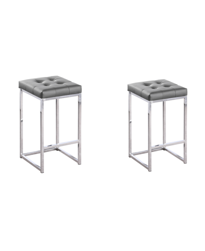 Best Master Furniture Jersey 27" Faux Leather Counter Height Stools, Set Of 2 In Gray