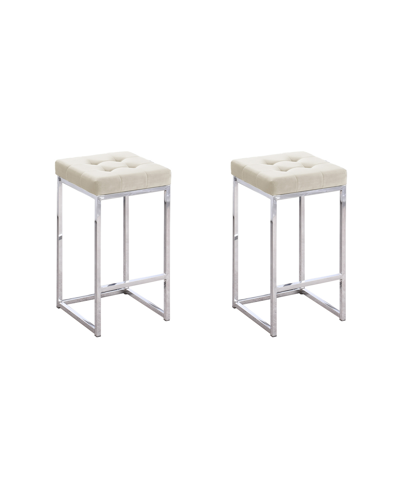 Best Master Furniture Jersey 27" Faux Leather Counter Height Stools, Set Of 2 In Cream