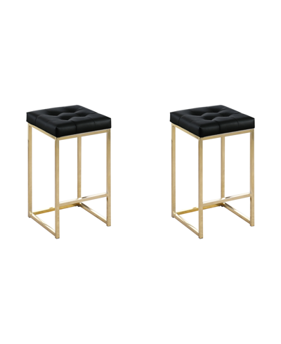 Best Master Furniture Jersey 27" Faux Leather Counter Height Stools, Set Of 2 In Black