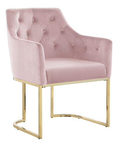 Best Master Furniture Lana 35" Velvet Tufted Arm Chair In Pink