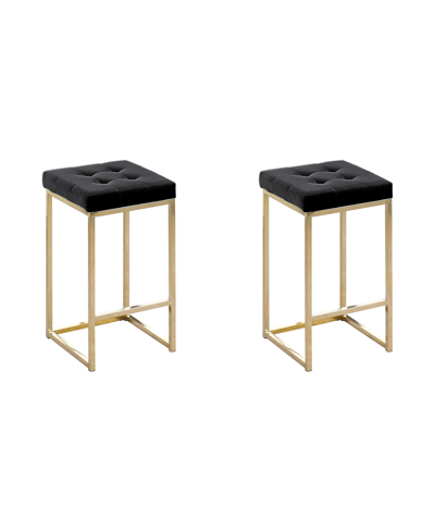 Best Master Furniture Jersey 27" Faux Leather Counter Height Stools, Set Of 2 In Black