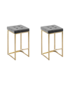 BEST MASTER FURNITURE JERSEY 27" VELVET COUNTER HEIGHT STOOLS, SET OF 2