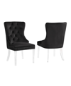 BEST MASTER FURNITURE LEAH 40" VELVET TUFTED WITH ACRYLIC LEG DINING CHAIRS, SET OF 2