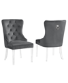 BEST MASTER FURNITURE LEAH 40" VELVET TUFTED WITH ACRYLIC LEG DINING CHAIRS, SET OF 2