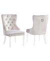 Best Master Furniture Leah 40" Velvet Tufted With Acrylic Leg Dining Chairs, Set Of 2 In Beige