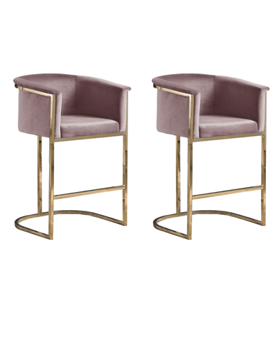 Best Master Furniture Lexie 36" Stainless Steel Base Bar Stools, Set Of 2 In Pink