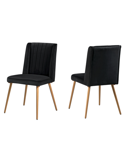 Best Master Furniture Newport 37" Velvet With Metal Legs Dining Chairs, Set Of 2 In Black