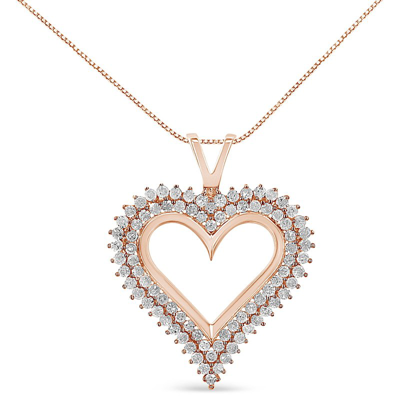 Haus Of Brilliance 10k Rose Gold Plated .925 Sterling Silver 1.00 Cttw Diamond Heart 18" Pendant Necklace
