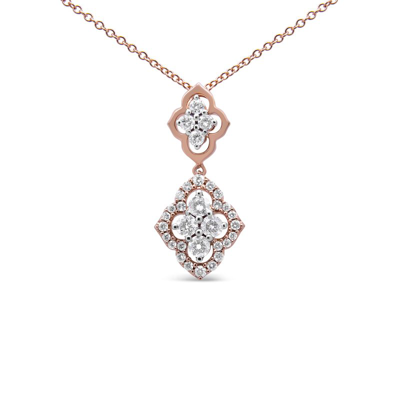 Haus Of Brilliance 14k Rose Gold 3/4 Cttw Round Diamond Double Quatrefoil Pendant 18" Necklace