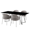 Armen Living Cressida & Portia Fabric 5pc Rectangular Dining Set In Black
