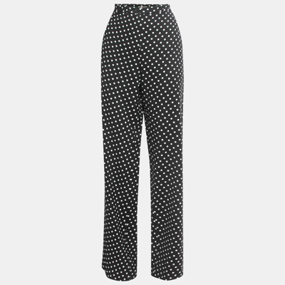 Pre-owned Bottega Veneta Black Polka Dotted Crepe Wide-leg Pants M