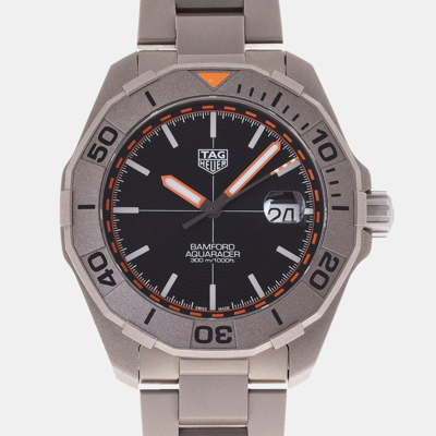 Pre-owned Tag Heuer Black Titanium Aquaracer Calibre 5 Way208f.bf0638 Men's Wristwatch 43 Mm