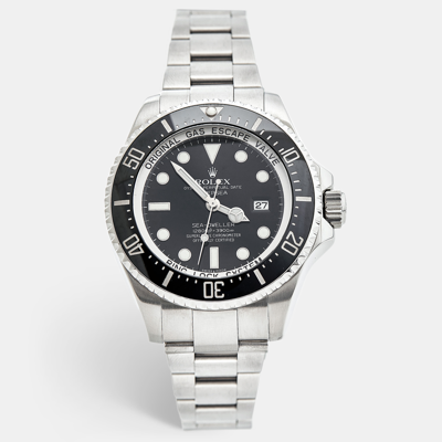 Pre-owned Rolex Black Ceramic Stainless Steel Deepsea Sea-dweller 116660-0001 Men's Wristwatch 44 Mm In Silver