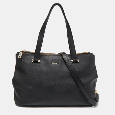 DKNY Black Medium Saffiano Leather Scarf Tote Bag