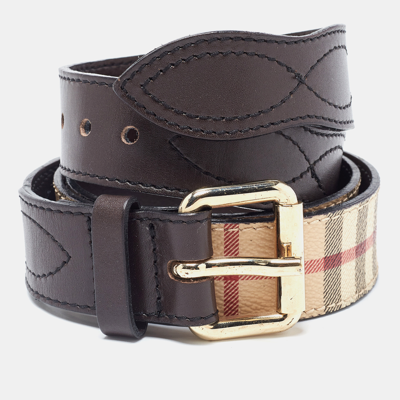 Burberry Brown Bridle Monogram Coated Canvas TB Buckle Belt 85CM Burberry