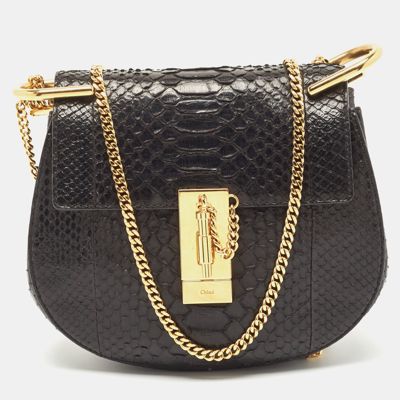 Pre-owned Chloé Black Python Small Drew Shoulder Bag