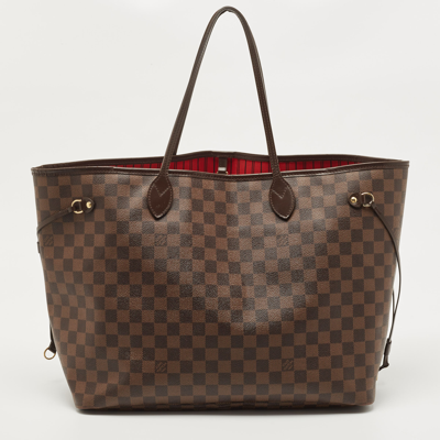 Pre-owned Louis Vuitton Damier Ebene Canvas Neverfull Gm Bag In Brown
