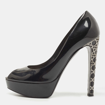 Pre-owned Dior Peep Toe Pumps Size 39 In Black