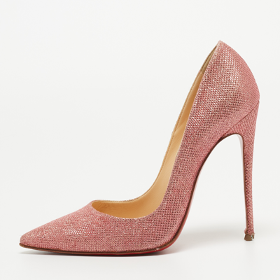 Pre-owned Christian Louboutin Pink Glitter So Kate Pumps Size 38