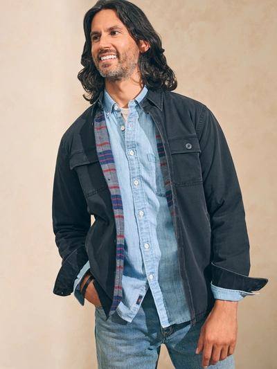 Faherty Stretch Blanket Lined Cpo (tall) Shirt Jacket In Washed Black