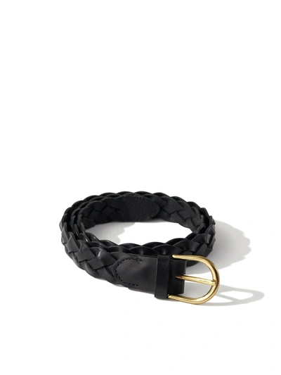 Faherty Braided Leather Belt In Black