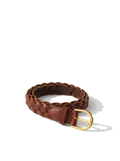 Faherty Braided Leather Belt In Brown