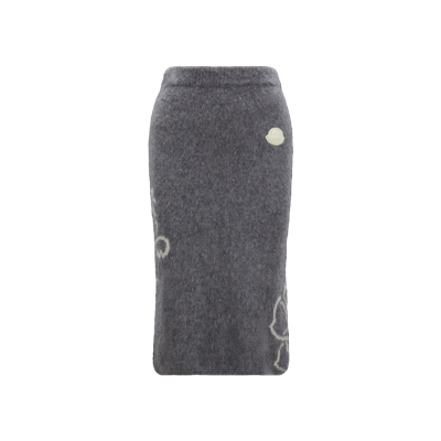 Moncler Collection Wool Blend Pencil Skirt Grey In Multicolore